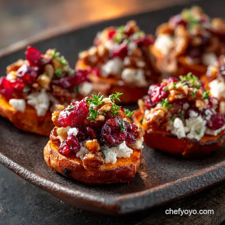 Cranberry Pecan Goat Cheese Sweet Potato Bites: Easy Elegant Fall Appetizer