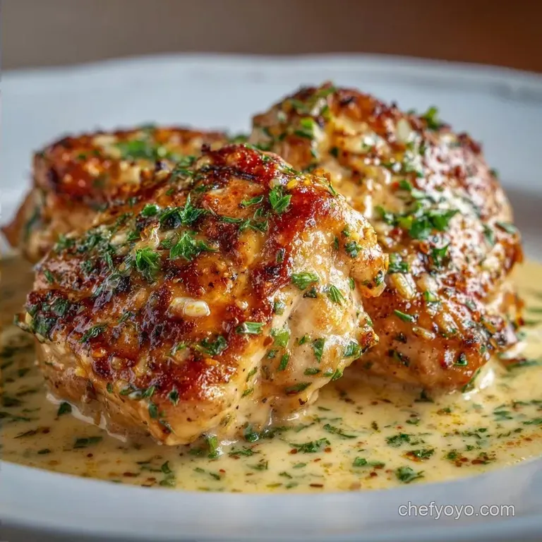 One-Skillet Creamy Garlic Chicken Thighs