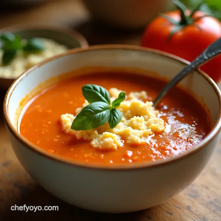 Creamy Cottage Cheese Tomato Soup presentation