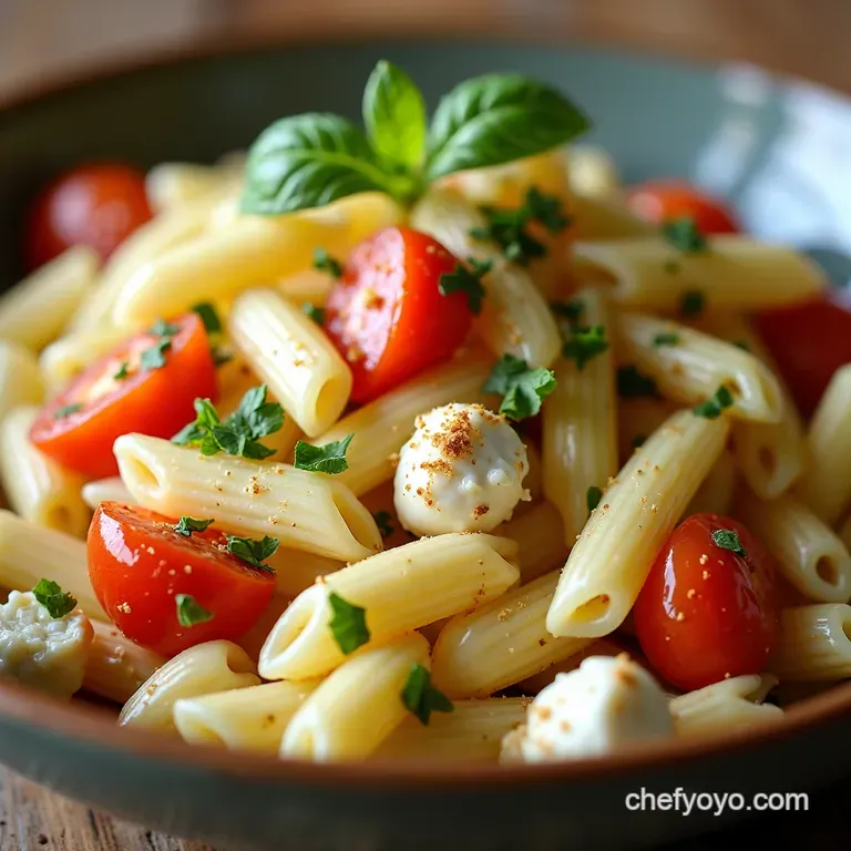 Creamy Cottage Cheese Veggie Pasta Salad presentation