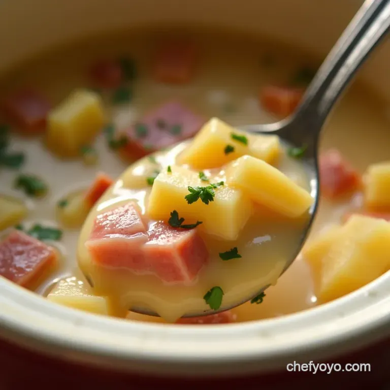 The Easiest Setandforget Crockpot Ham and Potato Soup Properly Creamy presentation