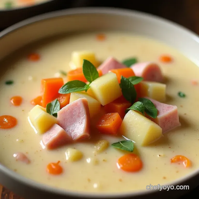 The Easiest SetandForget Crockpot Ham and Potato Soup Properly Creamy