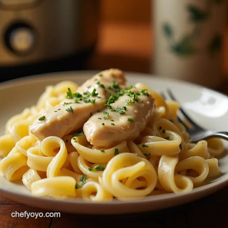 Creamy Dreamy Slow Cooker Chicken Alfredo presentation