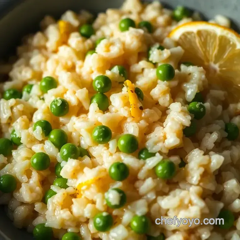 Creamy Fish Stock Risotto with Peas and Lemon Zest