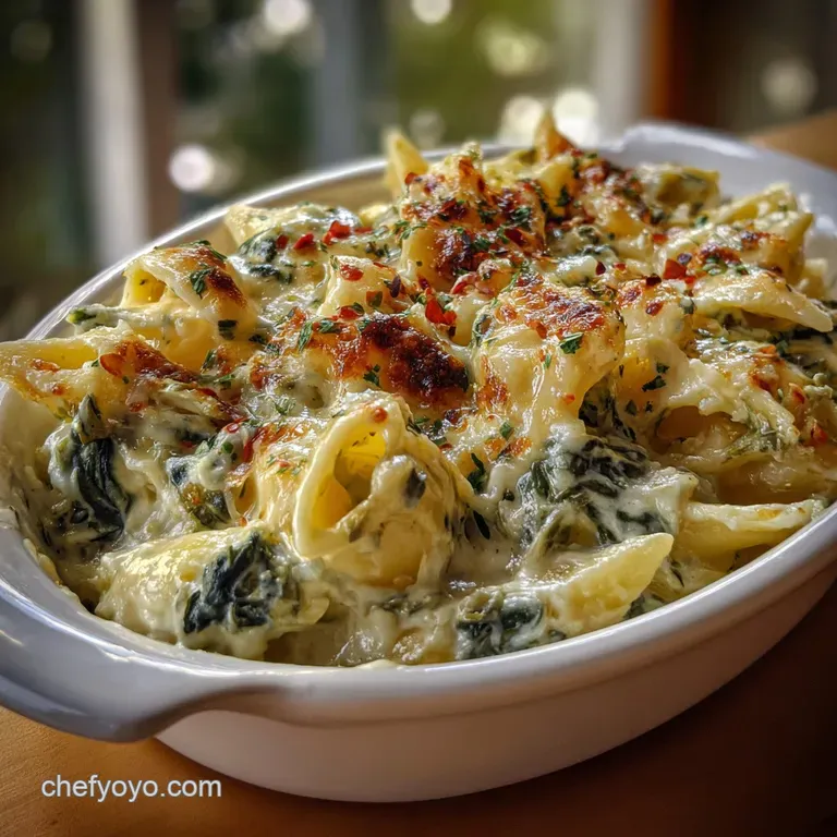 Spinach Artichoke Dip Pasta Creamy Spinach Articho presentation