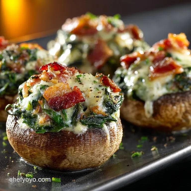 Spinach and Bacon Stuffed Mushrooms: Proper Little Bites presentation