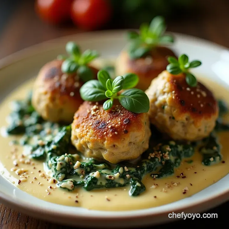 Green Goddess Turkey Meatballs in Silky Cream Sauce presentation
