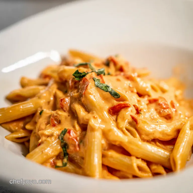 Creamy Tomato Basil Penne Rigate presentation