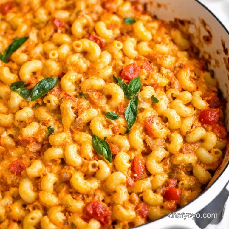 Creamy Tomatobasil Cavatappi Bake presentation