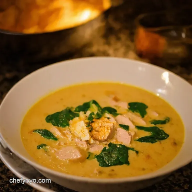 Creamy Turkey Spinach Orzo Soup a Winter Warmer presentation