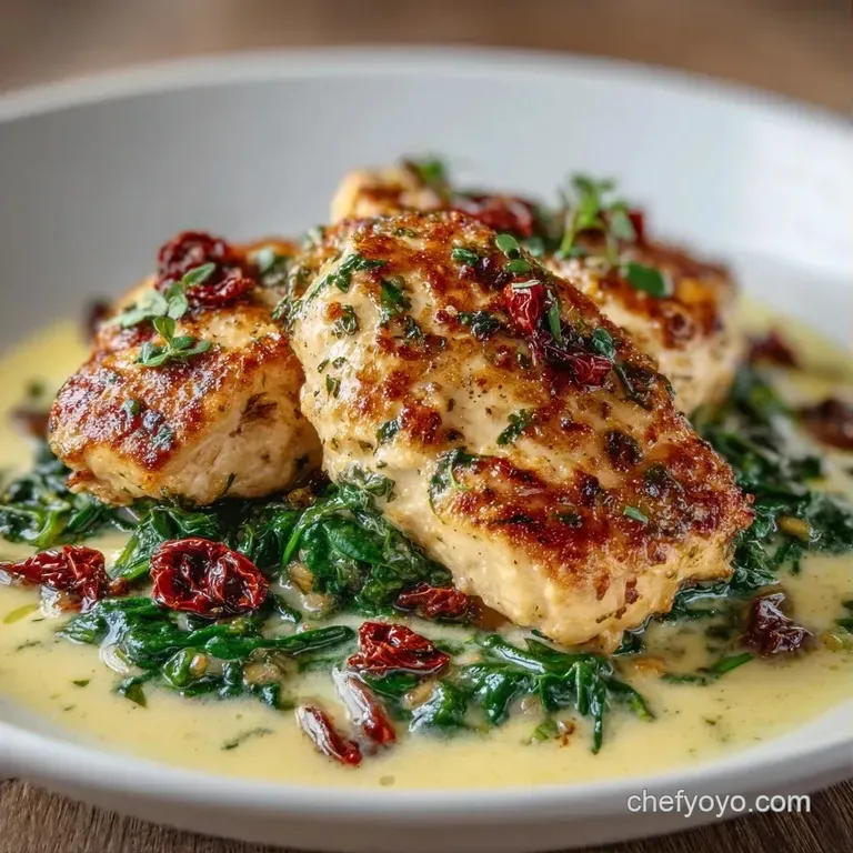 Seared chicken thighs in a rich cream sauce served in a white ceramic bowl with fresh parsley and cracked pepper.