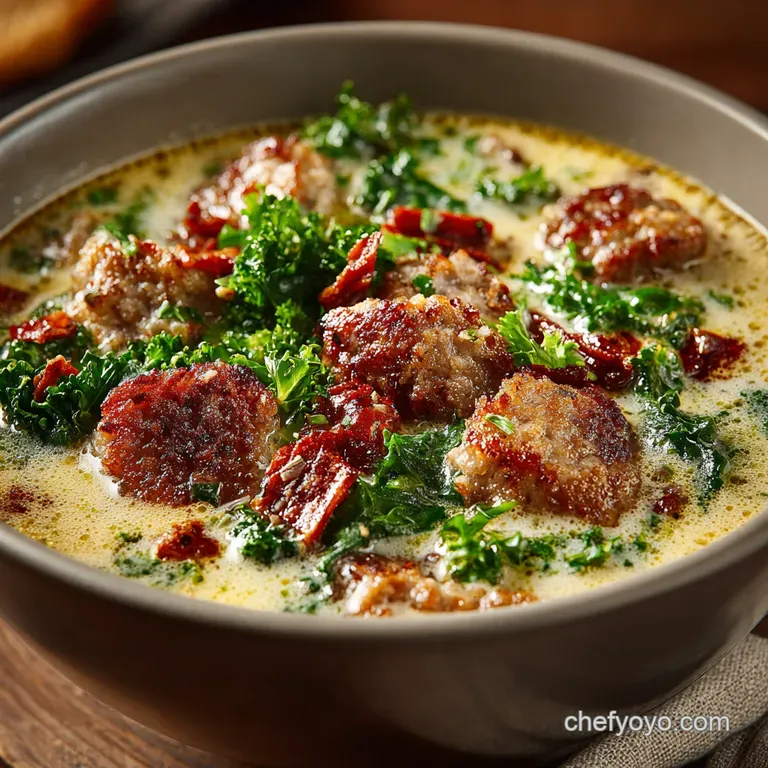 Creamy Tuscan Keto Sausage Soup presentation