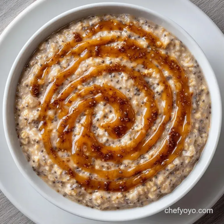 A rustic ceramic bowl of warm porridge with neatly arranged berries and toasted almonds on a light linen napkin.