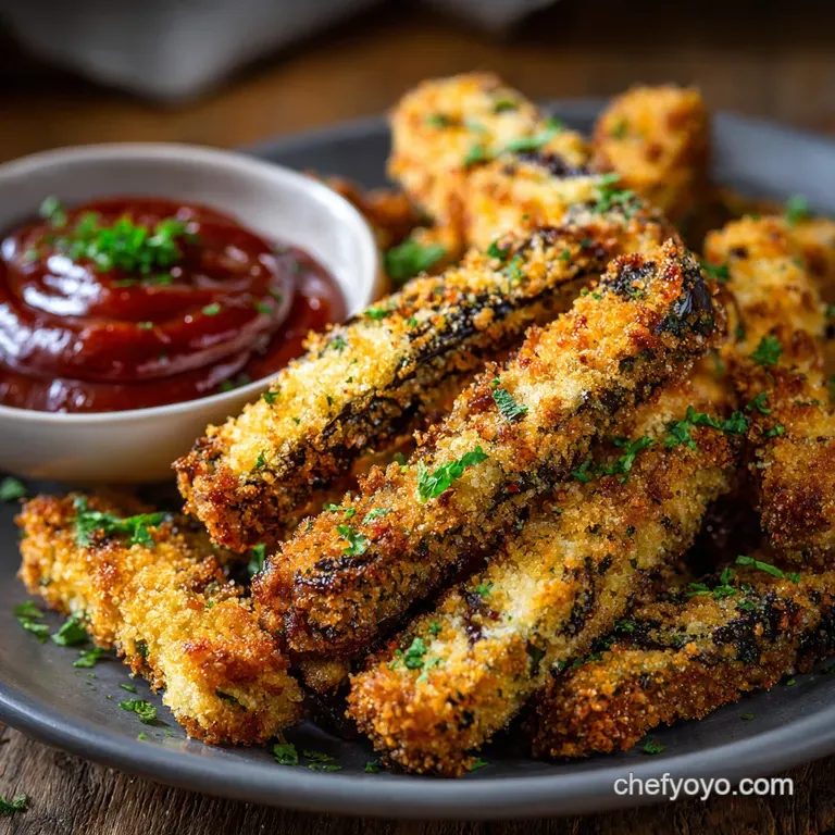 Breaded Eggplant Sticks: the Secret to Ultra-Crispy Baked Aubergine Fries presentation