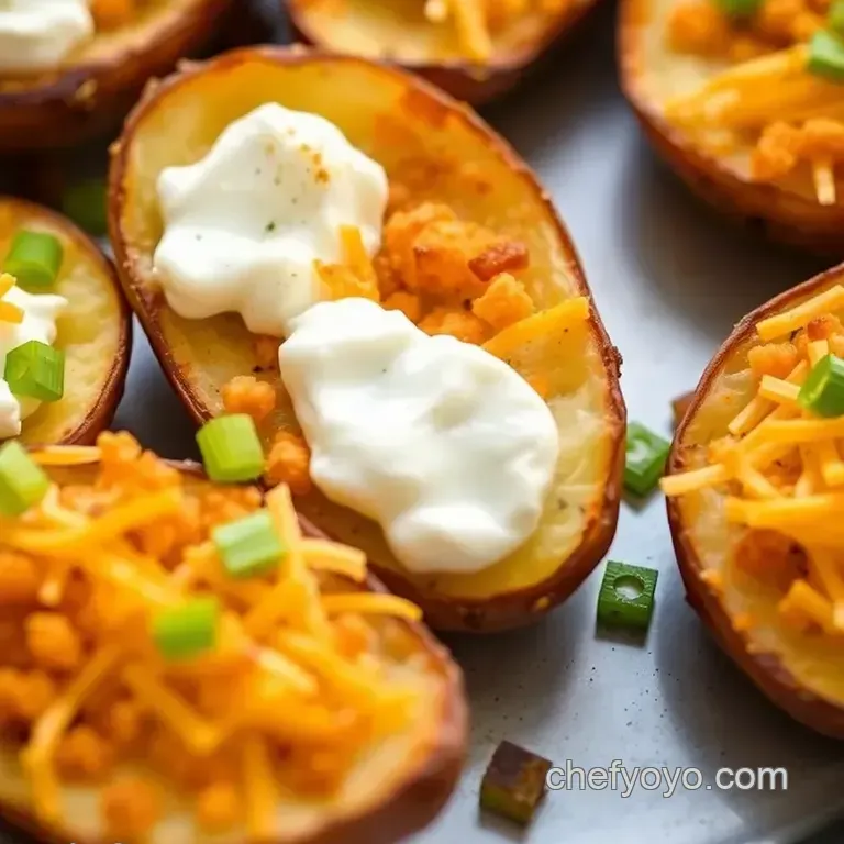 Crispy Air Fryer Potato Skins with Cottage Cheese presentation
