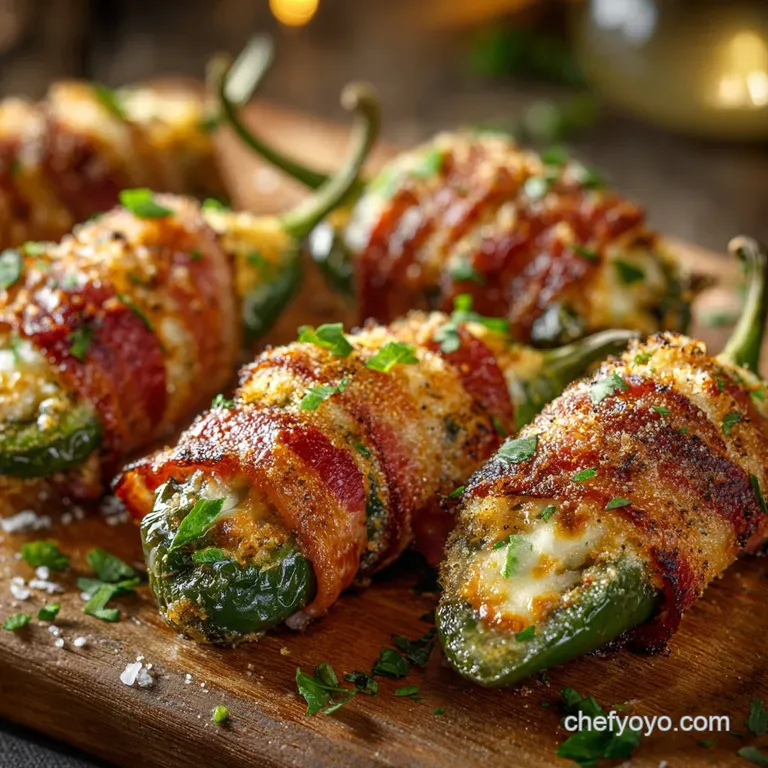 Baconwrapped Stuffed Jalape&ntilde;o Peppers the Ultimate Crispy Game Day Snack presentation