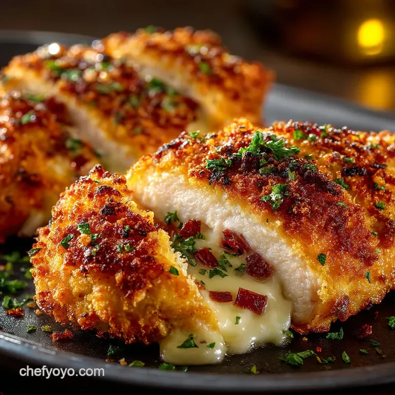 Crispy Juicy OvenBaked Chicken Cordon Bleu with LemonHerb Panko presentation