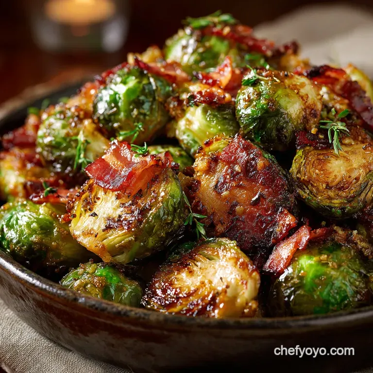Brussels Sprouts and Bacon: the Crispy Roasted Side Dish with Balsamic Glaze presentation