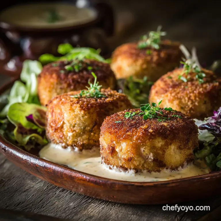 Canned Tuna Croquettes Crispy Golden with Lemon Chives Pub Style presentation