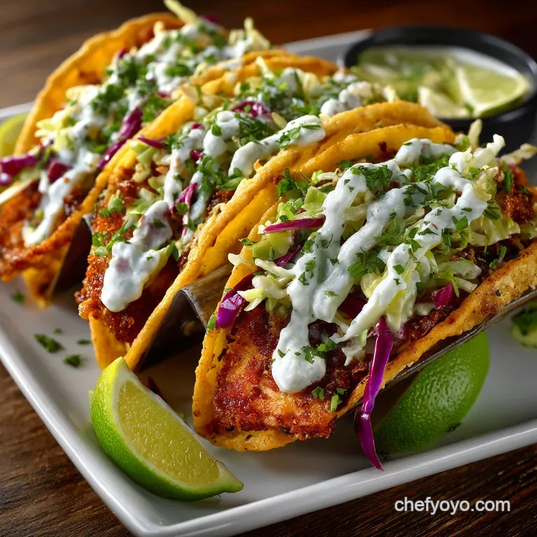The Ultimate Crispy Fish Tacos with Zesty CilantroLime Slaw presentation