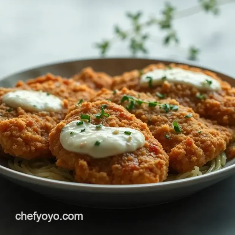 Crispy Paneed Chicken with Herbed Sauce