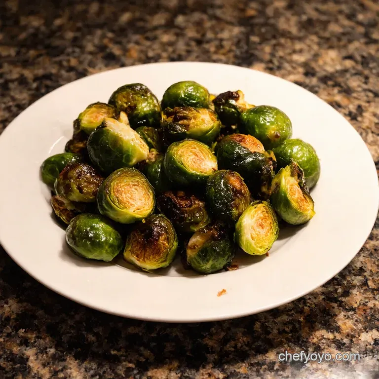 Crispy Roasted Brussels Sprouts with Balsamic Glaze presentation