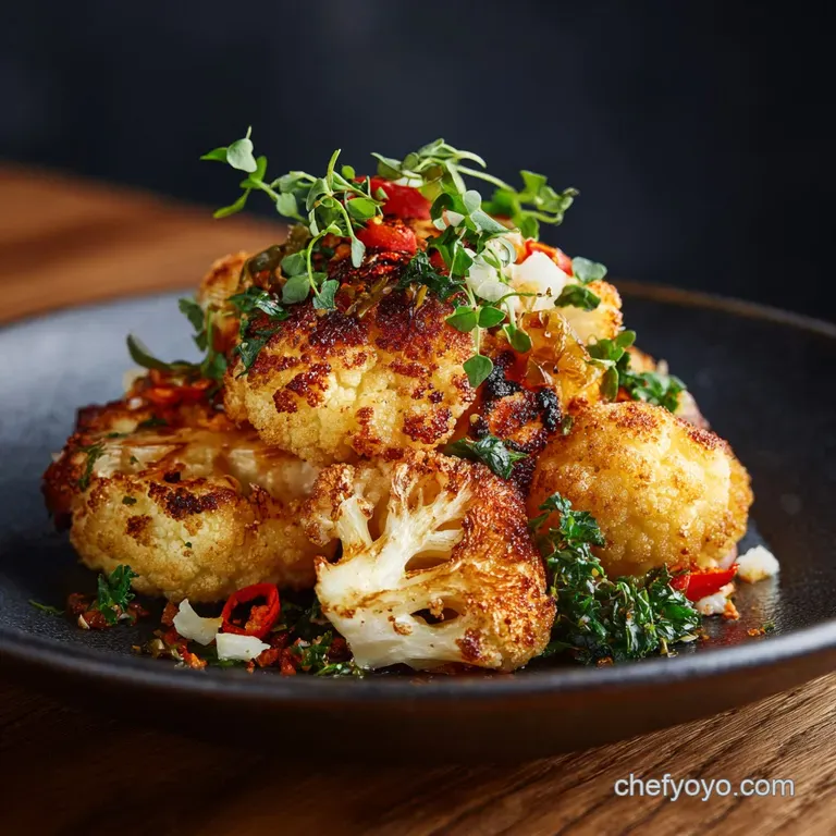 Absolutely Crispy Roasted Cauliflower a Smoked Paprika Lemon Zest Crunch presentation