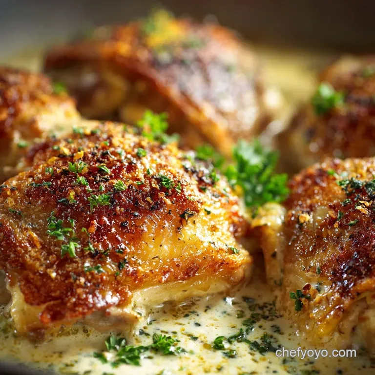 Creamy Dreamy Chicken Thighs Garlic and Herb Ovenbaked Perfection presentation