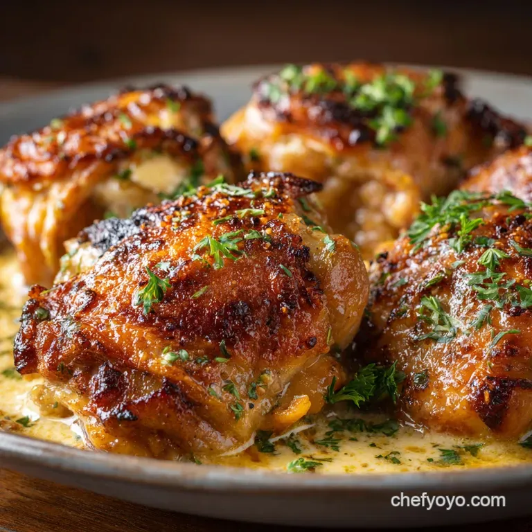 Creamy Dreamy Chicken Thighs Garlic and Herb OvenBaked Perfection