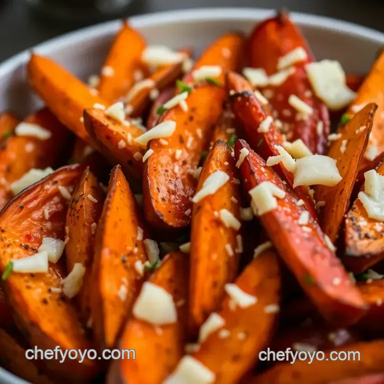 Crispy Sweet Potato Wedges with Garlic Parmesan presentation