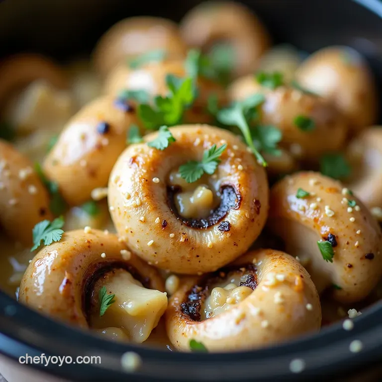 SlowCooker Sensation ButterSoaked Garlic Parmesan Mushrooms