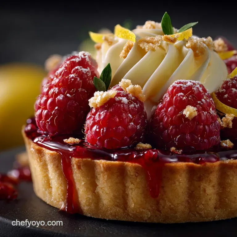 Desserts Recipes: the Ultimate Zesty Lemon Raspberry Tart presentation