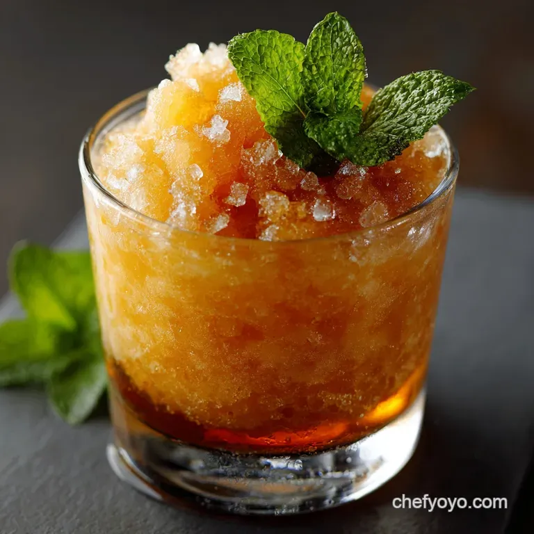 Bourbon Peach Slush the Easy Ultrasmooth Frozen Summer Cocktail presentation