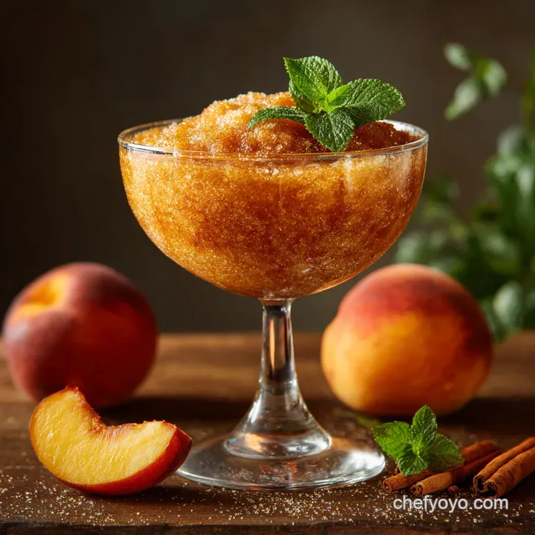 Bourbon Peach Slush the Sophisticated Brown Sugar Frozen Drink presentation