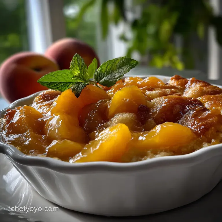 Easy Peach Cobbler with Canned Peaches: Crisp Top presentation