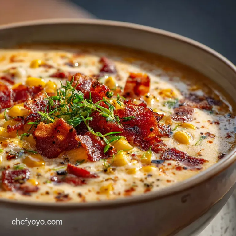 Cheddar Corn Chowder with Bacon: the Ultra-Creamy Comfort King presentation