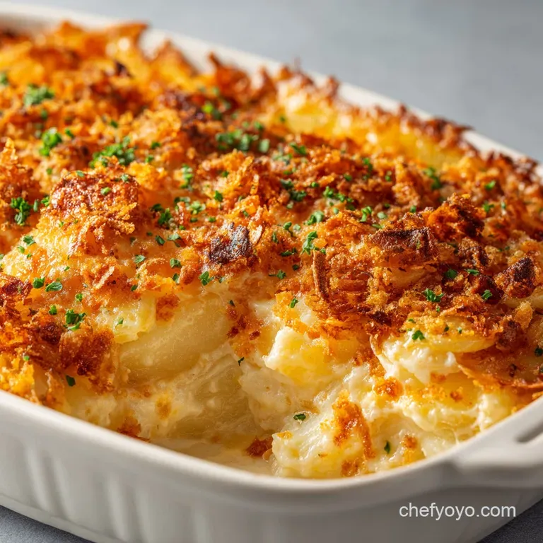 Easy Cheesy Potatoes the Ultimate Creamy Crispy Hash Brown Bake presentation