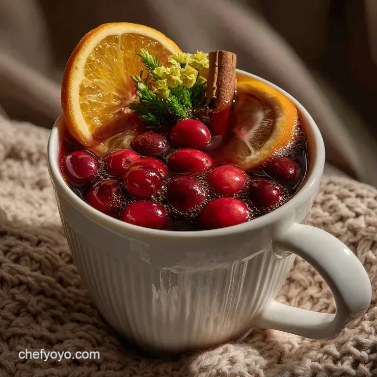 Elegant stemmed glasses filled with a translucent, berry-hued punch, adorned with floating cranberries and a sugared rosem...