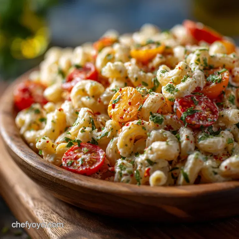 Summer Macaroni Salad with Tomatoes: the Perfect Creamy Picnic Companion presentation