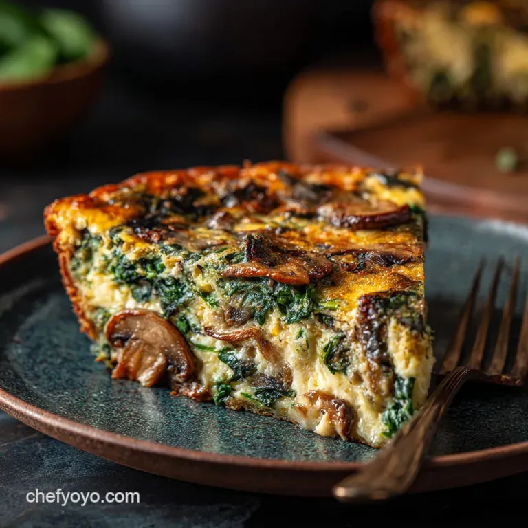 Crustless Quiche: Simple Spinach Mushroom and Gruy&egrave;re (The Cheesy King) presentation