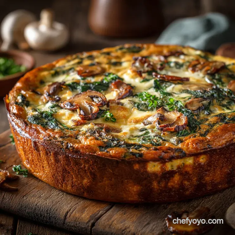 Crustless Quiche: Simple Spinach Mushroom and Gruy&egrave;re (The Cheesy King)