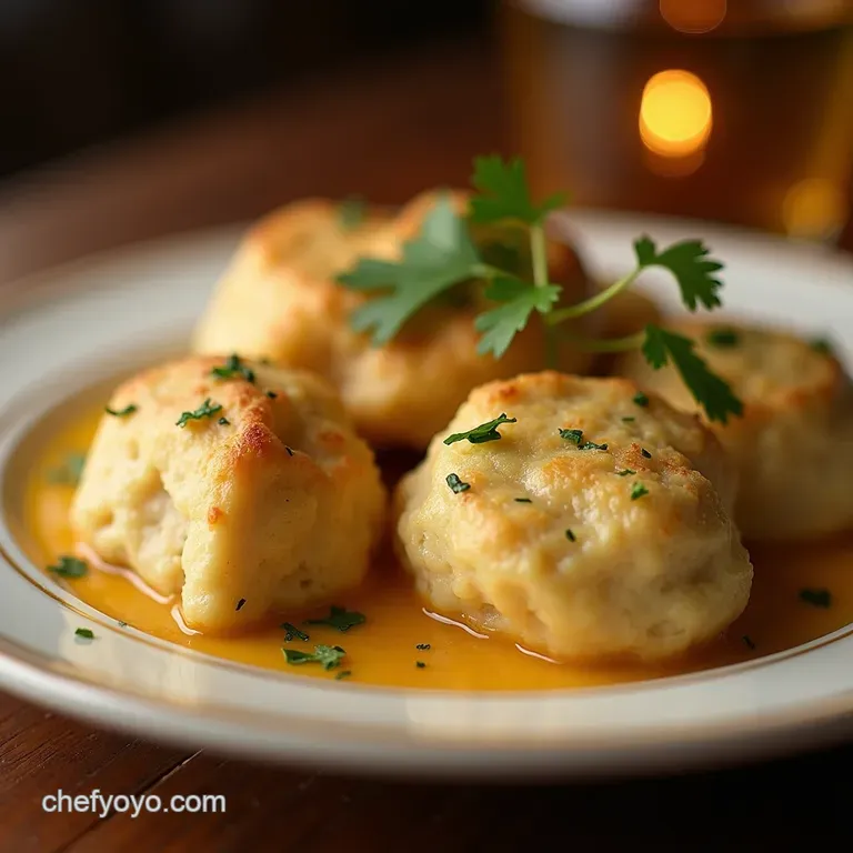 Proper British Comfort Easy Fluffy Chicken and Dumplings presentation