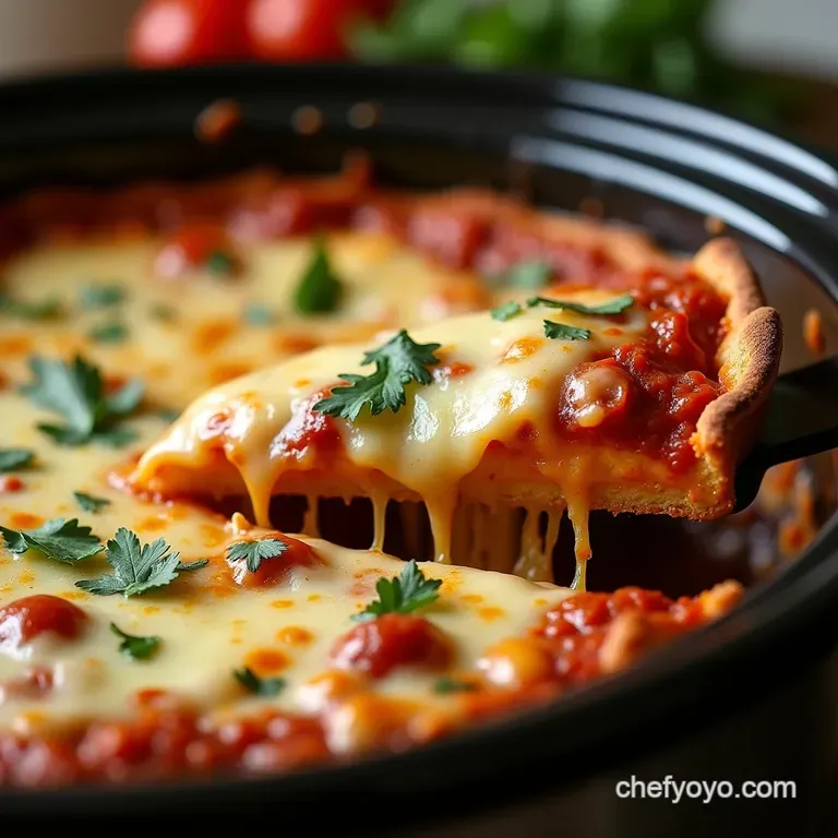 The Unbelievably Easy Keto Crockpot Deep Dish Pizza Bake presentation