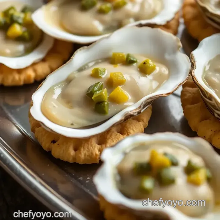 Easy Oysters on Crackers with Tasty Sauce presentation