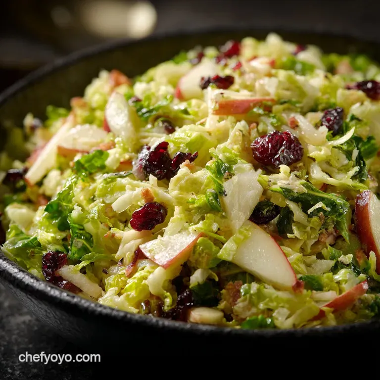 Fall Brussels Sprout Salad with Apples: Autumn Harvest with Maple-Pecan Crunch presentation