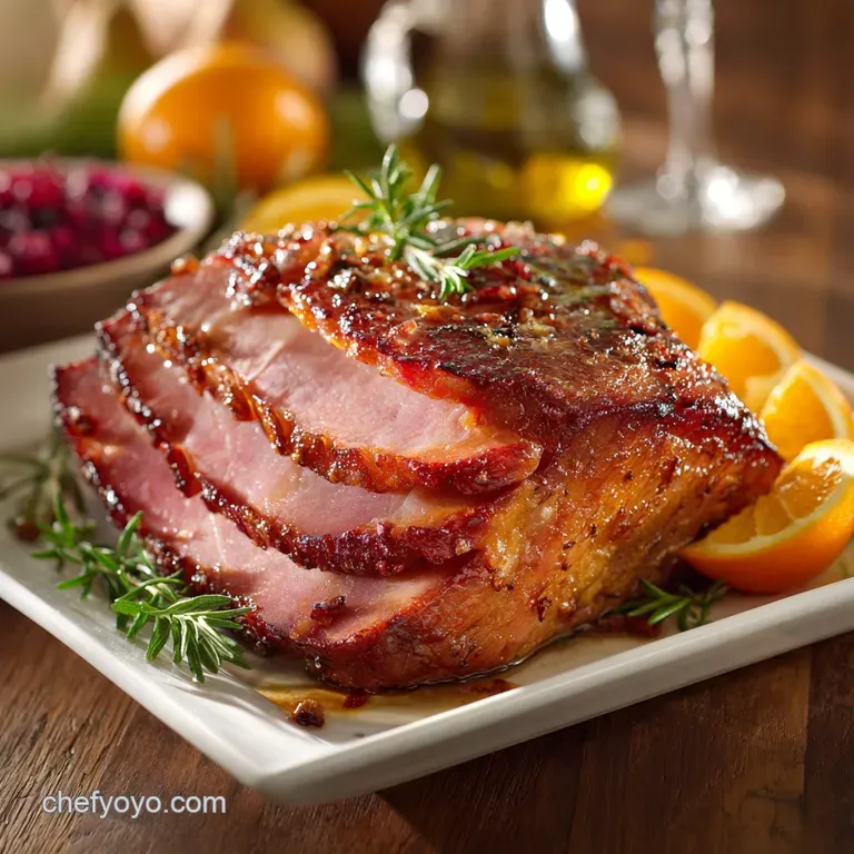 Christmas Main Dishes: Jolly Good Festive Ham with Clementine Clove Glaze presentation