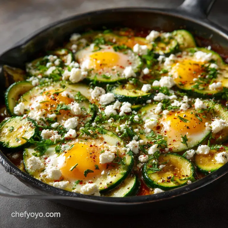 Feta Eggs with Zucchini and Dill: the Aegean Skillet Dinner presentation