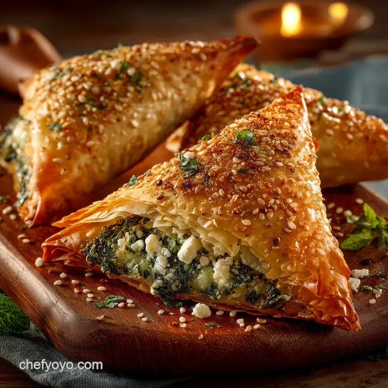 Flaky Perfection Traditional Spanakopita Triangles with Zesty Feta