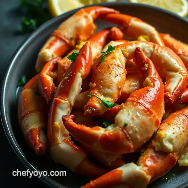Fresh King Crab Claws with Garlic Lemon Butter presentation