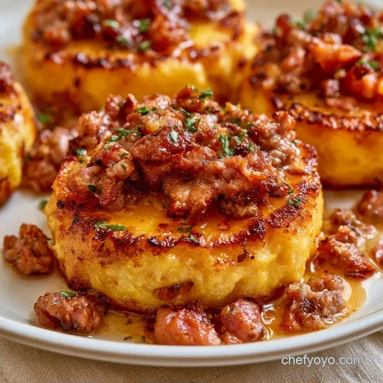 Crispy Fried Polenta Beef Sausage